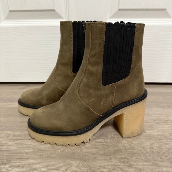 Free People James Chelsea Women's Olive Green Leather Boots Size 7.5 - Picture 6 of 13